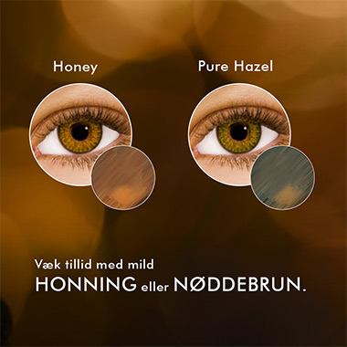 Farvede kontaktlinser med honning- og nøddebrune nuancer