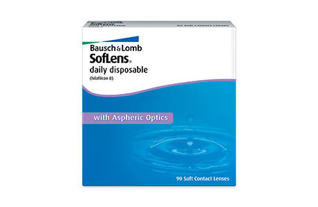 Æske med Bausch+Lomb Soflens Daily Disposable-kontaktlinser 90 stk.