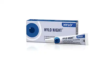 Æske og tube med Hylo Night øjensalve